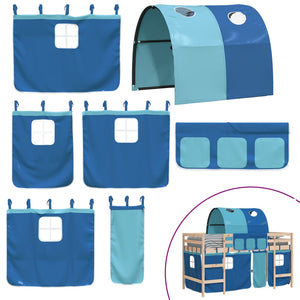 vidaXL Kids' Loft Bed with Tunnel Blue 80x200 cm Solid Pine