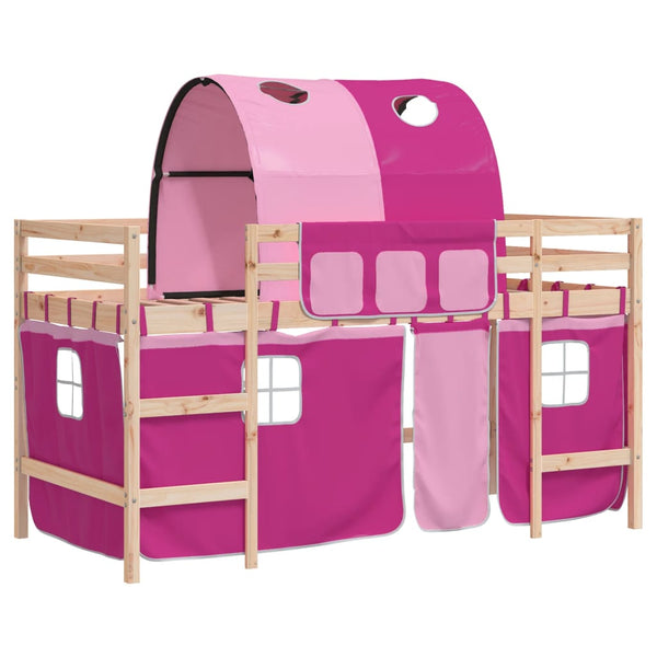 vidaXL Kids' Loft Bed with Tunnel Pink 80x200 cm Solid Pine Wood