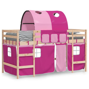 vidaXL Kids' Loft Bed with Tunnel Pink 80x200 cm Solid Pine Wood