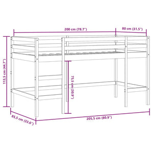 vidaXL Kids' Loft Bed with Tunnel Pink 80x200 cm Solid Pine Wood