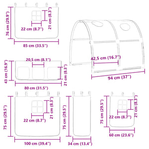 vidaXL Kids' Loft Bed with Tunnel Pink 80x200 cm Solid Pine Wood