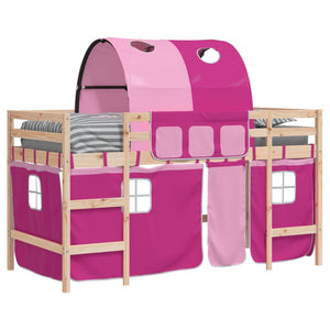 vidaXL Kids' Loft Bed with Tunnel Pink 80x200 cm Solid Pine Wood