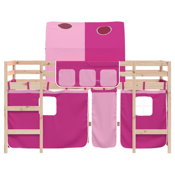 vidaXL Kids' Loft Bed with Tunnel Pink 80x200 cm Solid Pine Wood