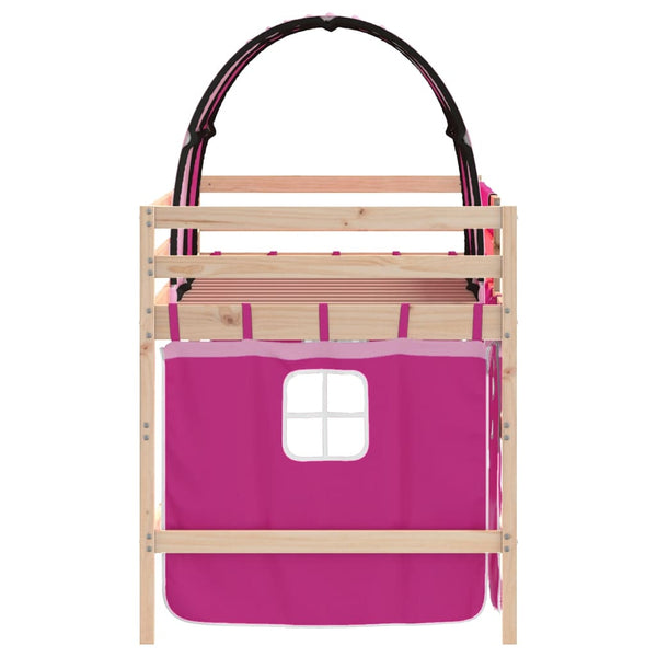 vidaXL Kids' Loft Bed with Tunnel Pink 80x200 cm Solid Pine Wood