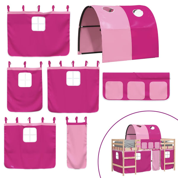 vidaXL Kids' Loft Bed with Tunnel Pink 80x200 cm Solid Pine Wood