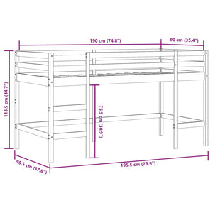 vidaXL Kids' Loft Bed with Tunnel White & Black 90x190 cm Pine Wood