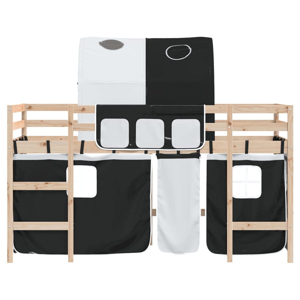 vidaXL Kids' Loft Bed with Tunnel White & Black 90x190 cm Pine Wood