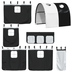vidaXL Kids' Loft Bed with Tunnel White & Black 90x190 cm Pine Wood