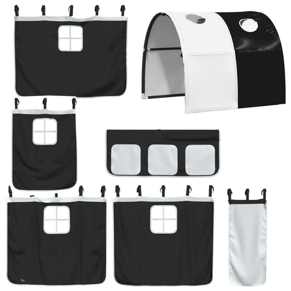 vidaXL Kids' Loft Bed with Tunnel White & Black 90x190 cm Pine Wood