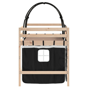 vidaXL Kids' Loft Bed with Tunnel White & Black 90x190 cm Pine Wood