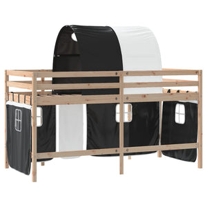 vidaXL Kids' Loft Bed with Tunnel White & Black 90x190 cm Pine Wood