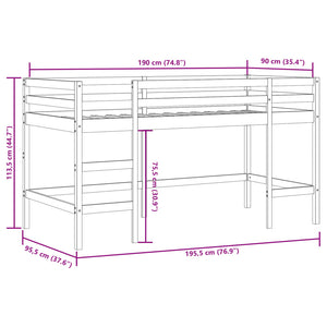 vidaXL Children's Loft Bed with Tunnel Pink 90x190 cm Solid Pine Wood