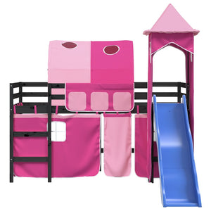 vidaXL Kids Loft Bed with Tower Pink 80x200 cm Solid Pine Wood