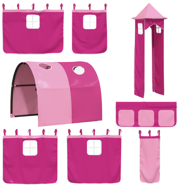 vidaXL Kids Loft Bed with Tower Pink 80x200 cm Solid Pine Wood
