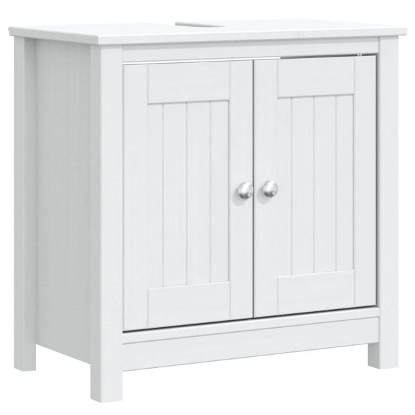 vidaXL 2-Piece Bathroom Furniture Set BERG White Solid Pine Wood