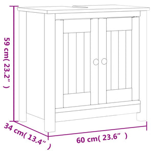 vidaXL 2-Piece Bathroom Furniture Set BERG White Solid Pine Wood
