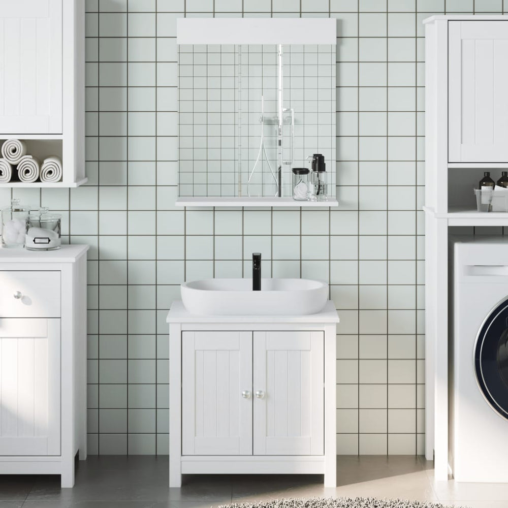 vidaXL 2-Piece Bathroom Furniture Set BERG White Solid Pine Wood