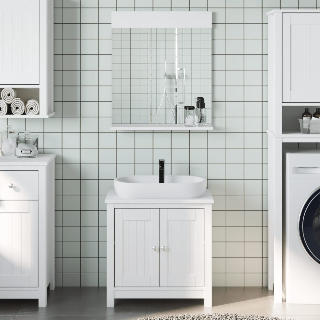 vidaXL 2-Piece Bathroom Furniture Set BERG White Solid Pine Wood