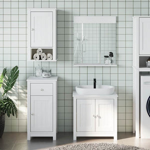 vidaXL 3-Piece Bathroom Furniture Set BERG White Solid Pine Wood
