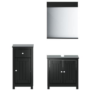 vidaXL 3-Piece Bathroom Furniture Set BERG Black Solid Pine Wood