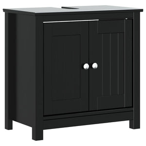 vidaXL 3-Piece Bathroom Furniture Set BERG Black Solid Pine Wood