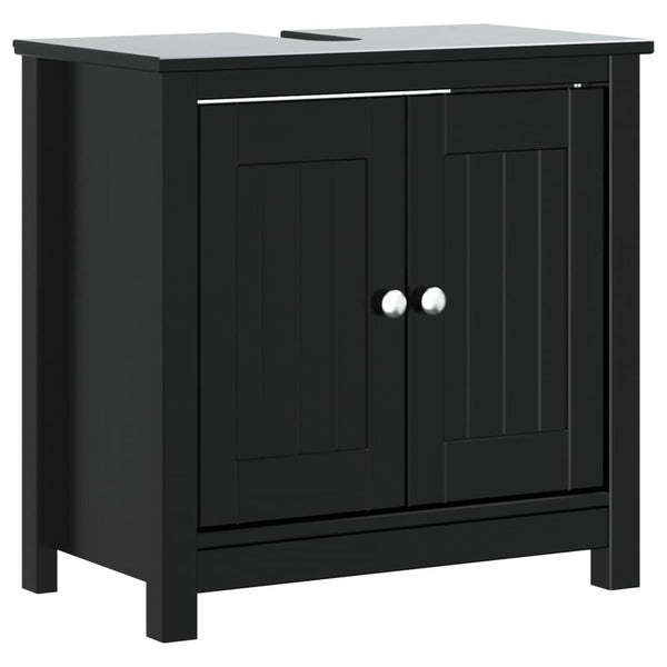 vidaXL 3-Piece Bathroom Furniture Set BERG Black Solid Pine Wood
