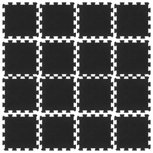 vidaXL Rubber Floor Tiles 16 pcs Black 16 mm 30x30 cm