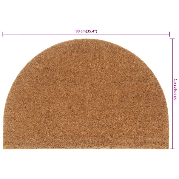 vidaXL Natural Half-Round Doormat 60x90 cm Coir Tufted