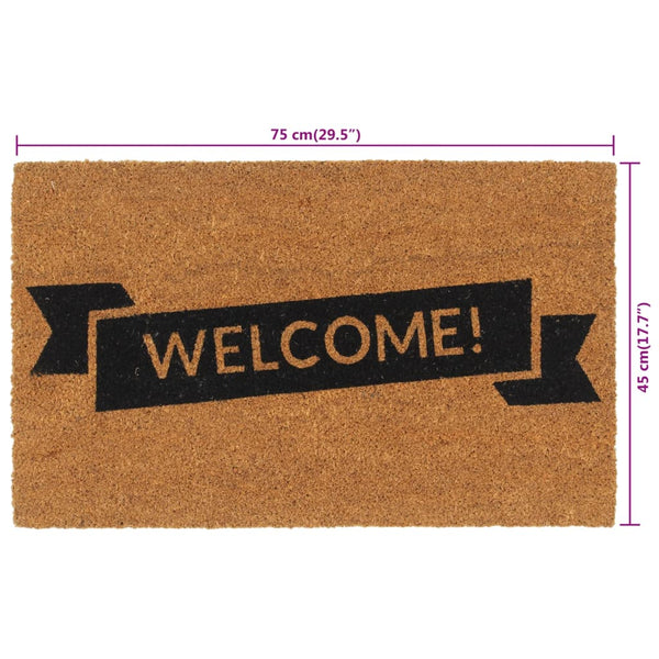 vidaXL Coir Doormat Natural 45x75 cm Tufted