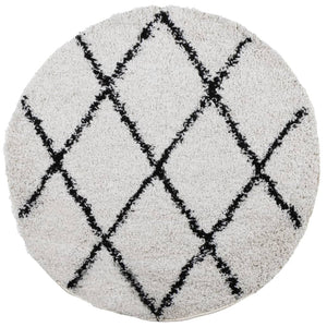 vidaXL Shaggy Rug High-Pile Modern Cream and Black Ø 280 cm