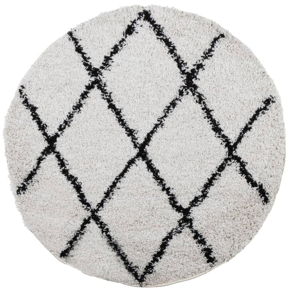 vidaXL Shaggy Rug High-Pile Modern Cream and Black Ø 280 cm