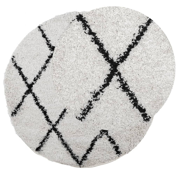 vidaXL Shaggy Rug High-Pile Modern Cream and Black Ø 280 cm