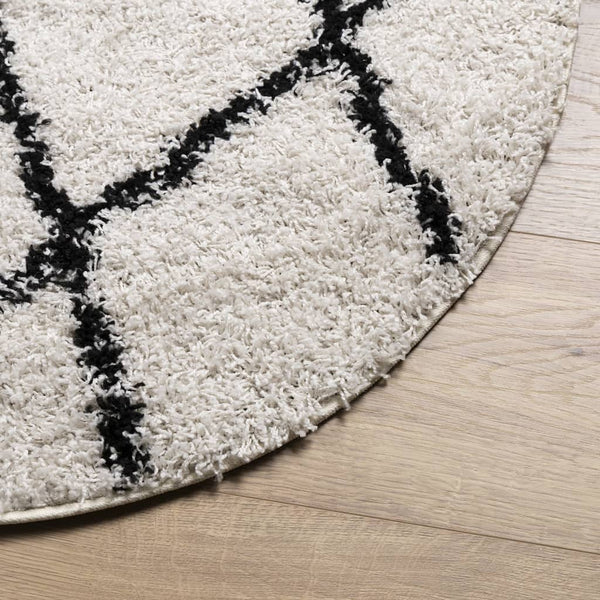 vidaXL Shaggy Rug High-Pile Modern Cream and Black Ø 280 cm