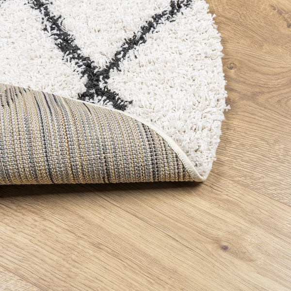 vidaXL Shaggy Rug High-Pile Modern Cream and Black Ø 280 cm