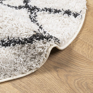 vidaXL Shaggy Rug High-Pile Modern Cream and Black Ø 280 cm