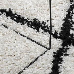 vidaXL Shaggy Rug High-Pile Modern Cream and Black Ø 280 cm
