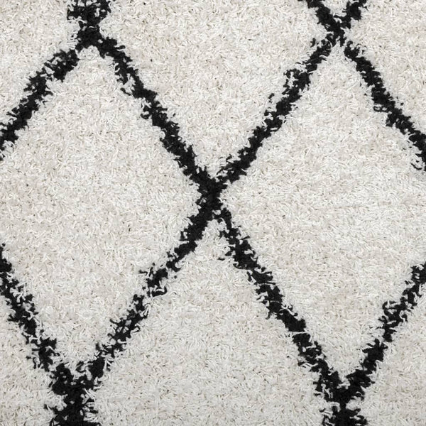 vidaXL Shaggy Rug High-Pile Modern Cream and Black Ø 280 cm
