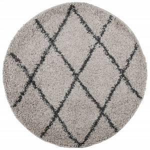 vidaXL Shaggy Rug PAMPLONA High Pile Modern Beige Anthracite Ø 100cm