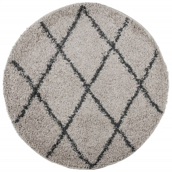 vidaXL Shaggy Rug PAMPLONA High Pile Modern Beige Anthracite Ø 100cm