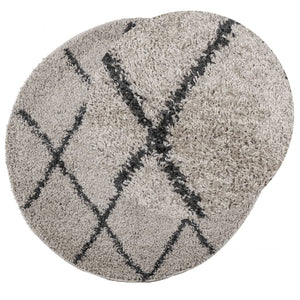 vidaXL Shaggy Rug PAMPLONA High Pile Modern Beige Anthracite Ø 100cm