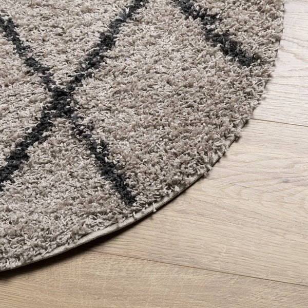 vidaXL Shaggy Rug PAMPLONA High Pile Modern Beige Anthracite Ø 100cm