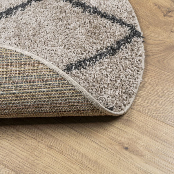 vidaXL Shaggy Rug PAMPLONA High Pile Modern Beige Anthracite Ø 100cm