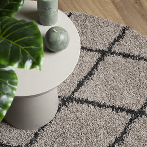 vidaXL Shaggy Rug PAMPLONA High Pile Modern Beige Anthracite Ø 100cm