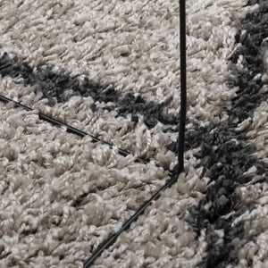 vidaXL Shaggy Rug PAMPLONA High Pile Modern Beige Anthracite Ø 100cm