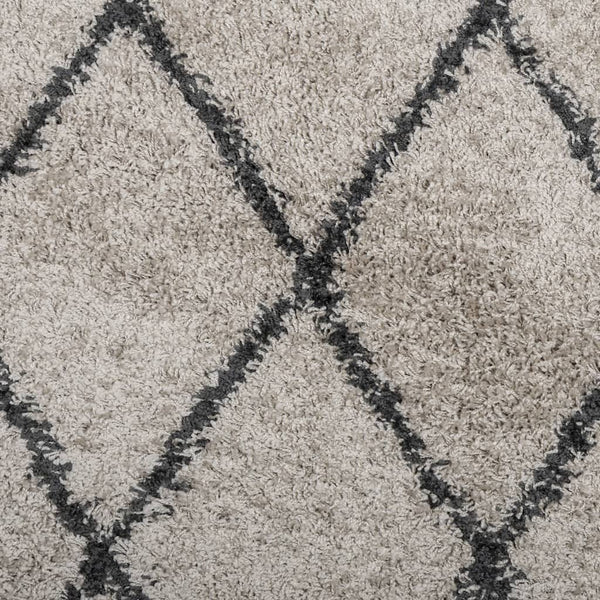 vidaXL Shaggy Rug PAMPLONA High Pile Modern Beige Anthracite Ø 100cm
