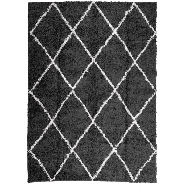 Shaggy Teppich Schwarz Creme 240x340 cm