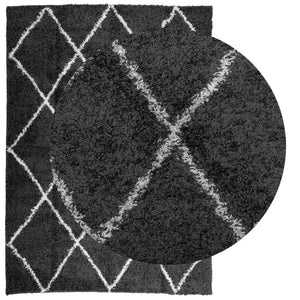 Shaggy Teppich Schwarz Creme 240x340 cm