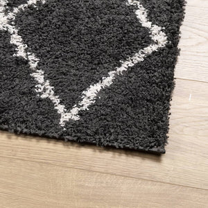 Shaggy Teppich Schwarz Creme 240x340 cm
