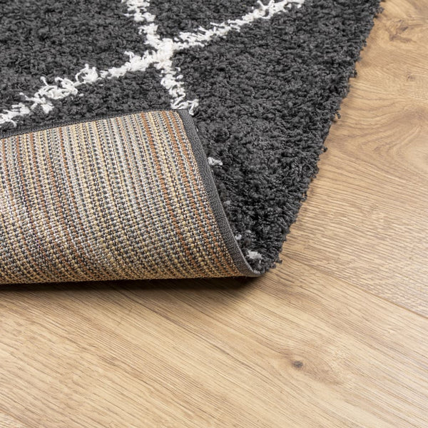 Shaggy Teppich Schwarz Creme 240x340 cm