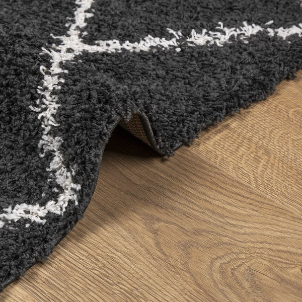 Shaggy Teppich Schwarz Creme 240x340 cm